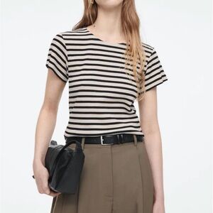 COS Monochrome Striped Knit Cotton Top